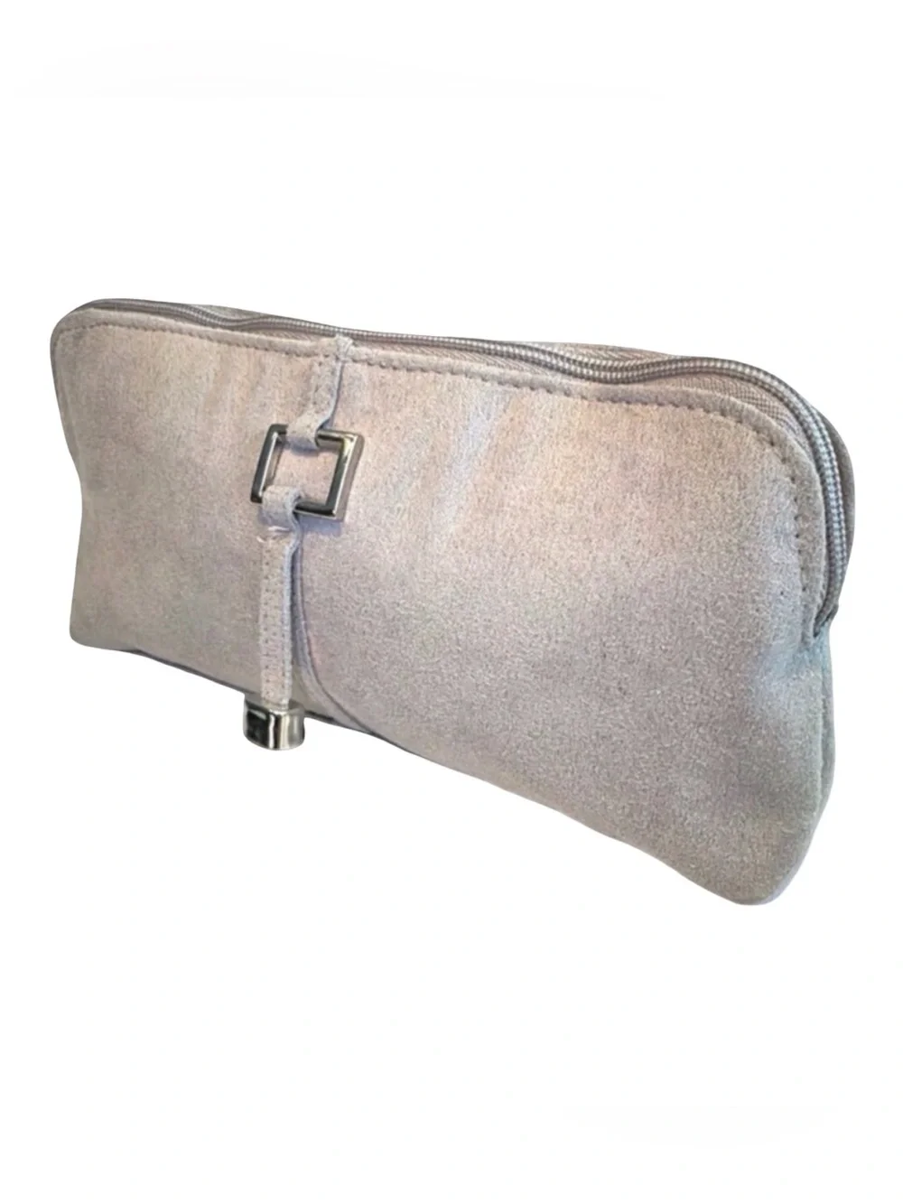 Estée Lauder Dove Grey Faux Suede Cosmetic Pouch | Silver Hardware | NWOT
